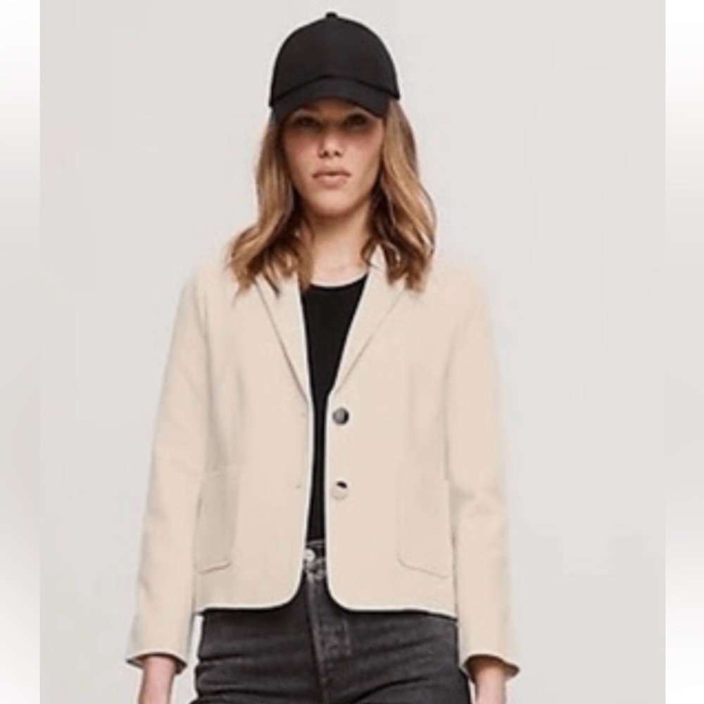 Banana Republic Everywhere Ponte Short Blazer Women S Cream Office Preppy NEW